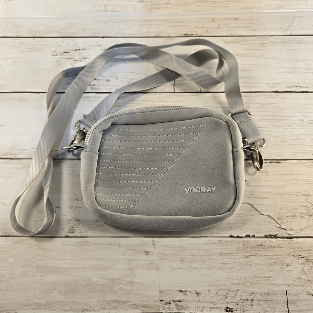 Vooray‎ Sidekick Crossbody Bag Gray Neoprene Quilted Small Utility Travel Pouch